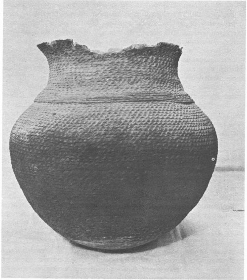 Corrugated cooking pot. Diameter at mouth, 11&frac12;&Prime;; Maximum diameter, 16⅓&Prime;; Height, 16&Prime;.