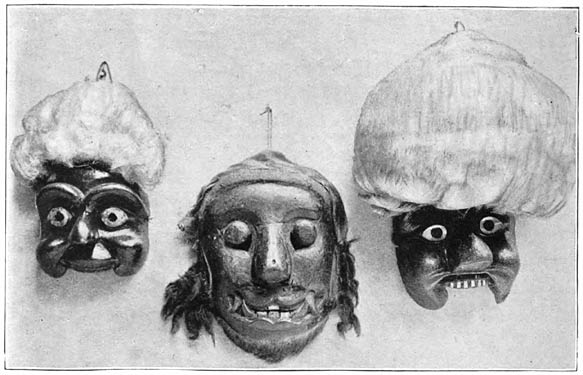 Plate 21.&mdash;Masks of Clowns and Demon.