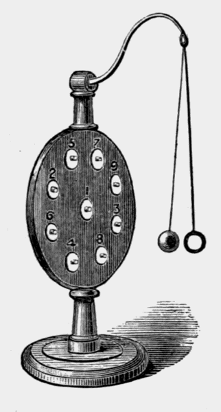 target with
attached string and ball