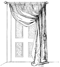 [Fig. 2.&mdash;Suggestion for draping door in hall.]