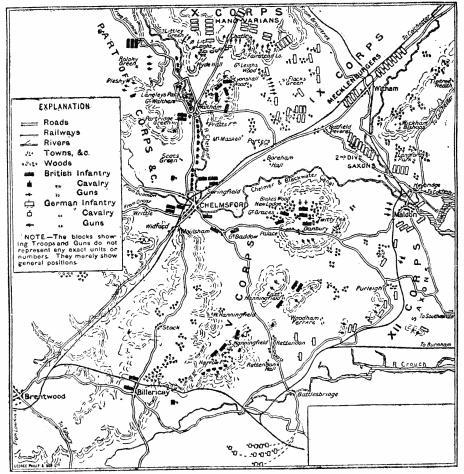 Image unavailable: Battle of Chelmsford.

Position on the Evening of September 11.