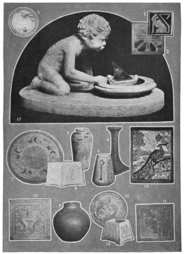 Image unavailable: Problems in Cement by Students of an Art School. 1 to 3
are Elementary Problems. 4 to 13 are Secondary Problems. 14 is a Palette
Knife Painting in Colored Cement. 15 is a Fish Bowl and Sun-Dial Made in
Cement by the Use of a Glue Mold.