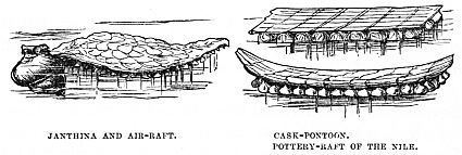 Image unavailable: JANTHINA AND AIR-RAFT.
CASK-PONTOON. POTTERY-RAFT OF THE NILE.