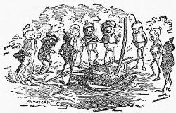A group of Brownies gathered round the cruel
devices of Farmer Grump