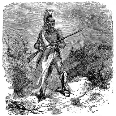 Image unavailable: Led by their Indian guide, by Hobomok, friend of the white men,
Northward marching to quell the sudden revolt of the savage.