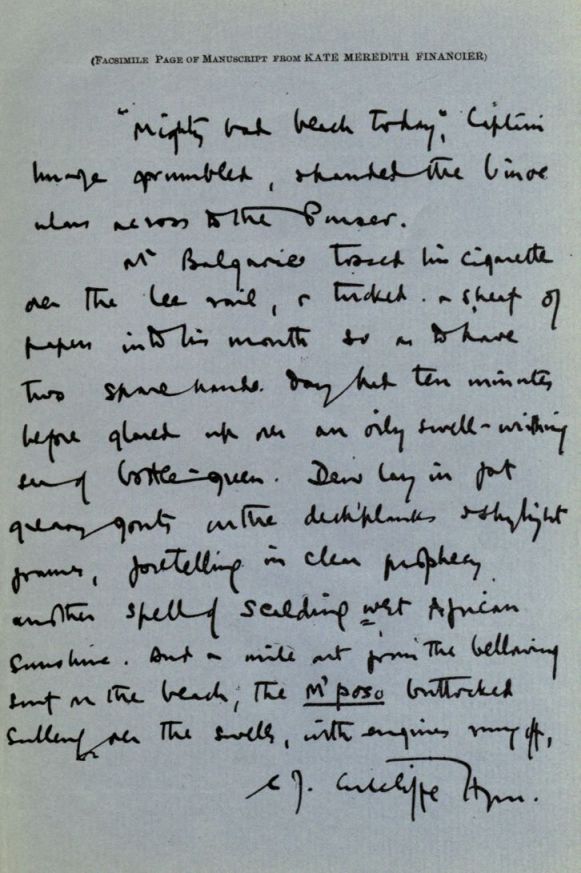(Facsimile Page of Manuscript from KATE MEREDITH FINANCIER)
