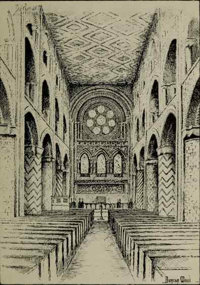 The interior of the Abbey Church, Waltham.  Drawn by Duncan
Moul