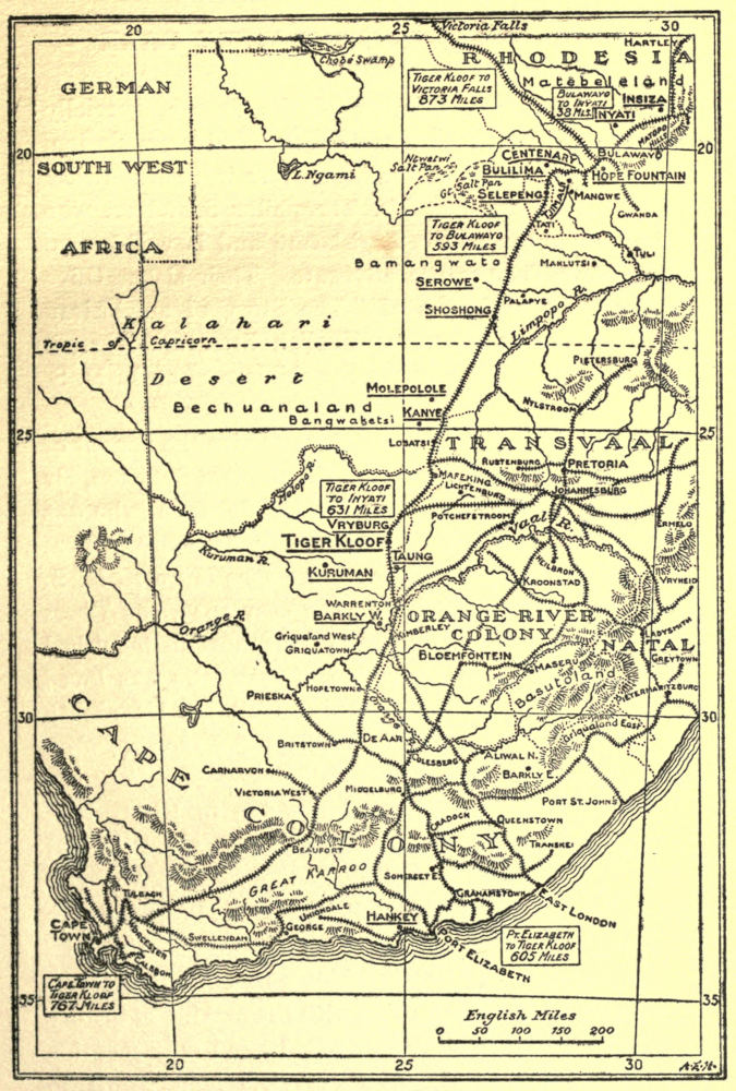Map of South Africa, showing L.M.S. Mission
Stations.