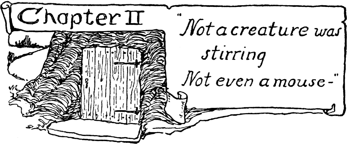 Chapter II
“Not a creature was stirring
Not even a mouse—”