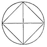 Diagram
with inscribed square within a circle, divided by two perpendicular
diameters into eight triangles, here appearing within the text to
support a specific proposition about the inscribed tetragon.